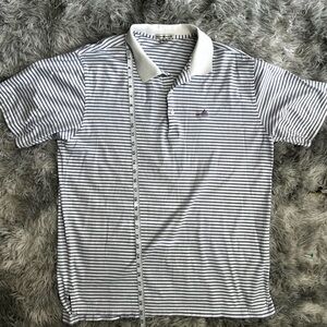 Peter Millar Polo Shirt Mens XL White Purple Stripe Golf Comfort 100% cottom